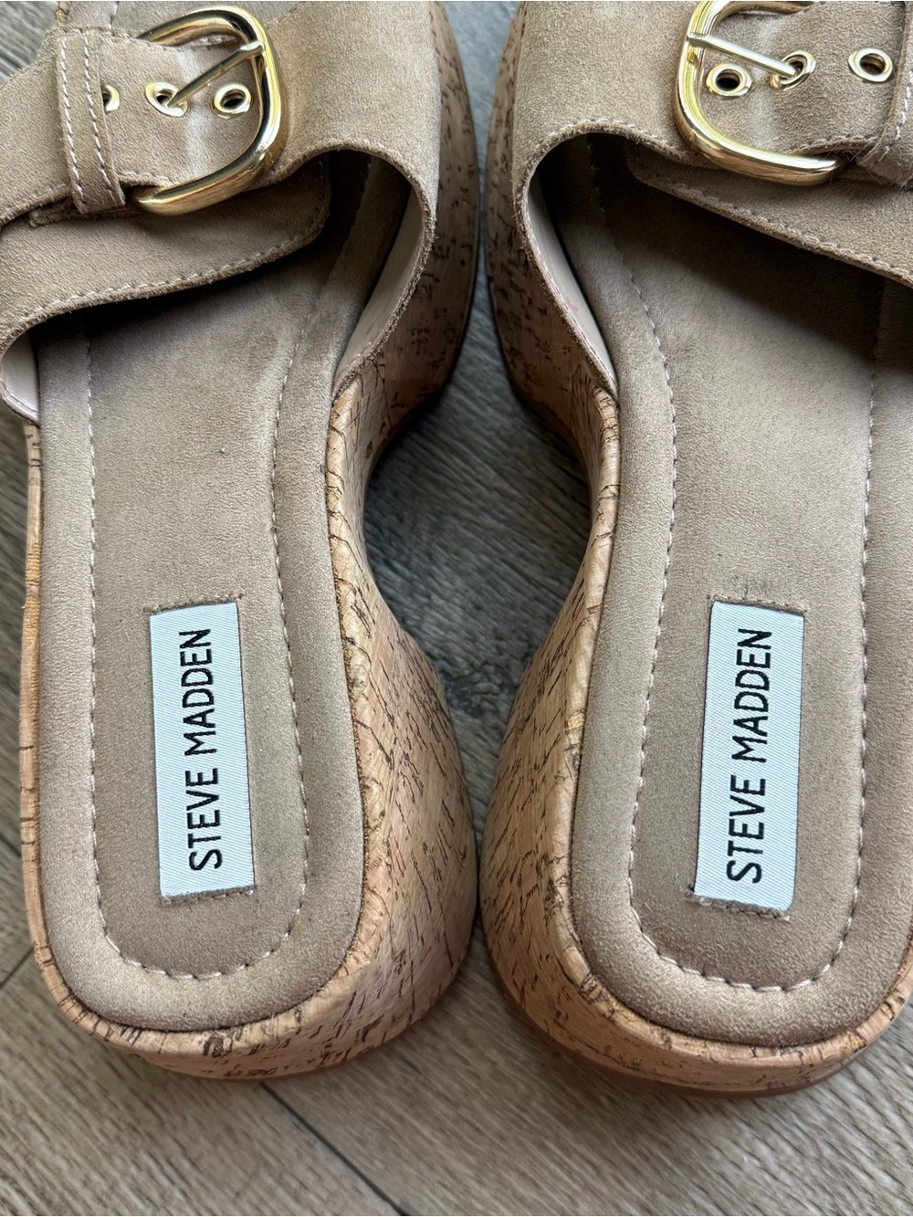Vintage Steve Madden Y2K chunky platform sandals Gaia 8.5 women tan - Picture 4 of 9